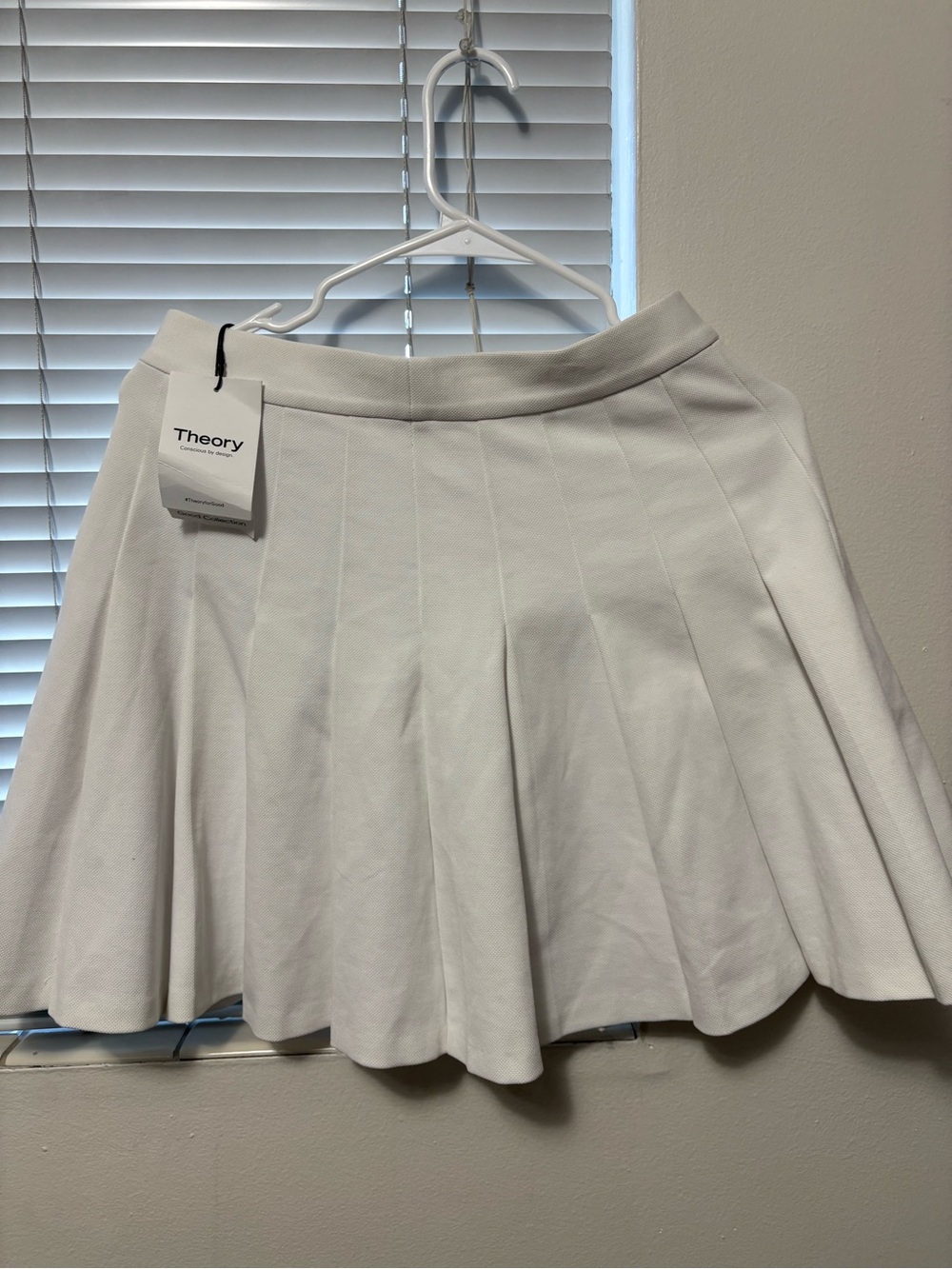 Theory White Pleated Circle Skirt